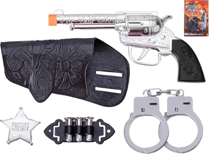 Westernset voor kleine sheriffs met klikrevolver 19 cm