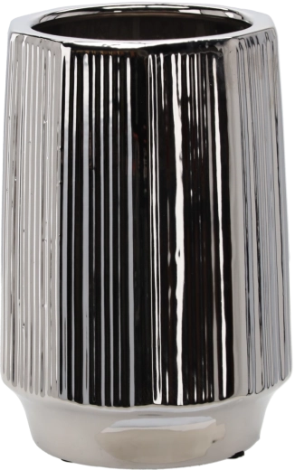 Keramische bloempothoes zilverkleurig gestreept 22 × 22 × 32,5 cm