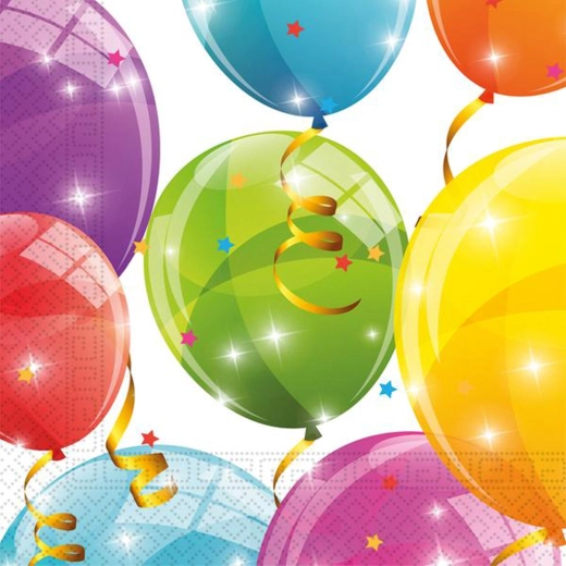 Papieren servetten met ballonnen 33 × 33 cm, 20 stuks