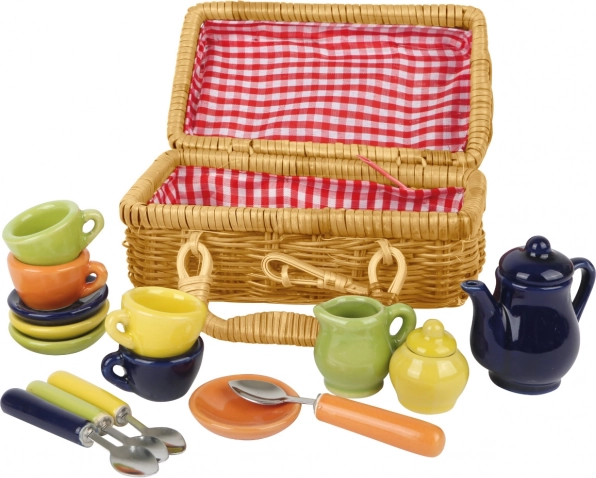 Small Foot Picknickmand met kleurrijk keramisch servies