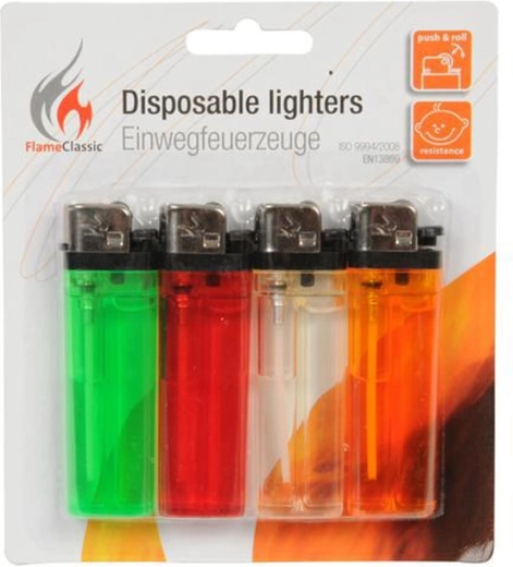 Wegwerpaanstekers – mix kleuren, set van 4 stuks