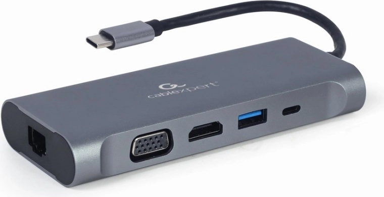 USB-C Adapter USB-C Hub USB-C PD GbE VGA HDMI 3xUSB 3.1 geluidskaart