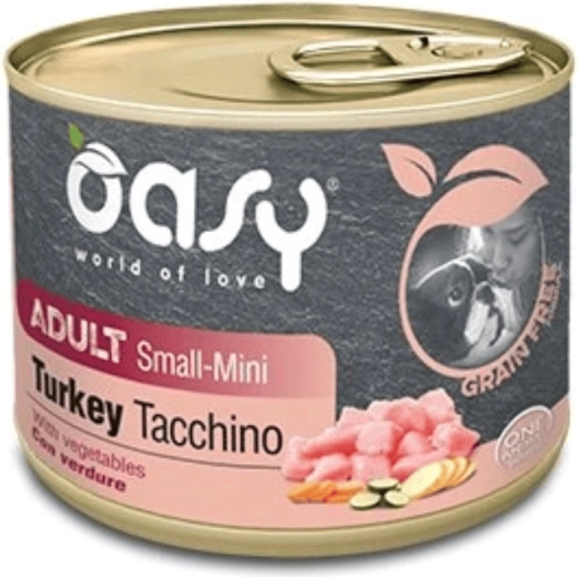 Oasy Grain Free voer voor volwassen kleine en mini honden met kalkoen 200 g