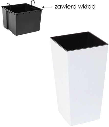 Bloempot Finezja met inzet 19 × 19 cm wit