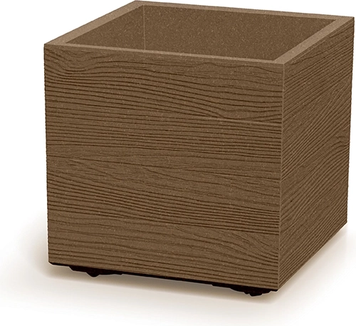 Bloempot Madera Square Eco Wood 38,5 cm – vierkante plastic bloempot met houtimitatie