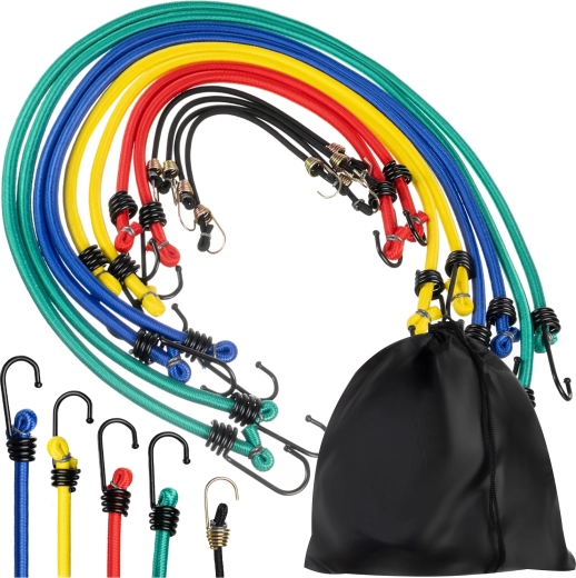 XTROBB elastische spanbanden voor bagage met haken (12 st.) met etui