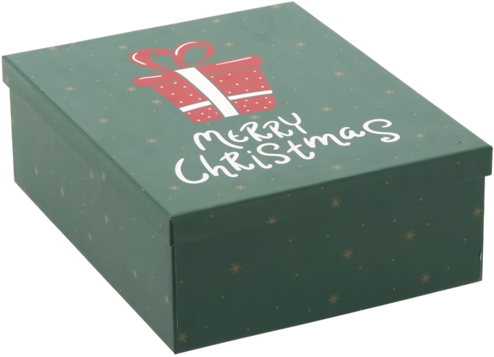 Groene kerstcadeaudoos Merry Christmas 29 × 23 × 10 cm