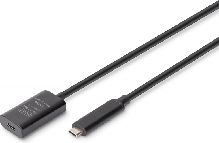 Actieve USB-C naar USB-C-verlengkabel Digitus, USB 3.2 Gen 2, 5 m