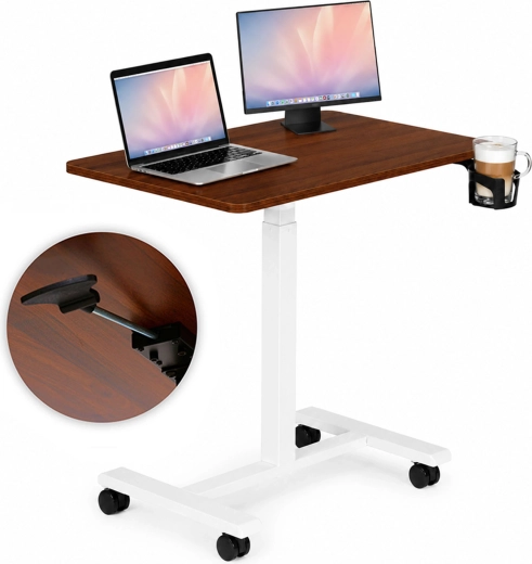 Mobiele in hoogte verstelbare laptoptafel ModernHome 70 × 48 cm, bruin blad - 1 stuk