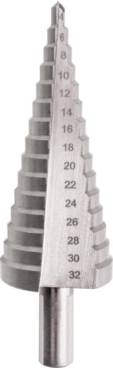 Stapsboor HSS 4–32 mm, 15 treden