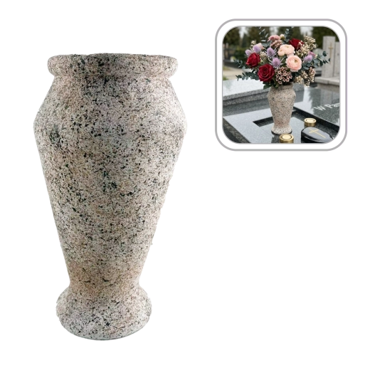 Cementen begraafplaatsvaas met granietlook 16 × 16 × 28 cm - 1 stuk
