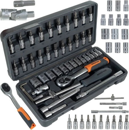 Bigstren gereedschapset 46-delig in koffer, 1/4" dopsleutels en TORX-bits