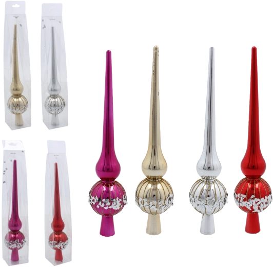 Glazen piek voor kerstboom 25 cm