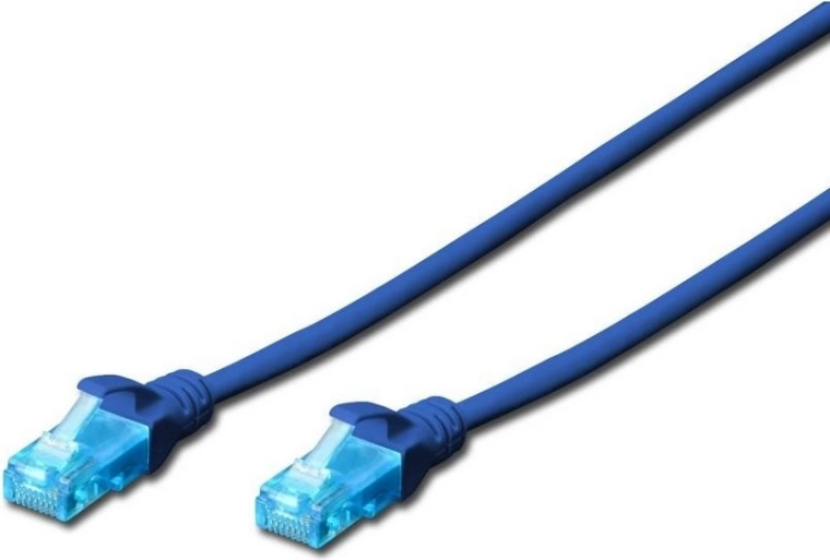 Patchkabel RJ45-RJ45 kat. 5e U/UTP AWG 26/7 PVC 0,25 m blauw