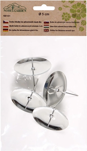 Prikker-houder voor kaars 50 mm zilver, set van 4 stuks