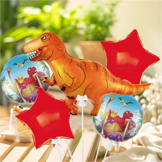 Set verjaardagsballonnen dinosaurus, 5 stuks