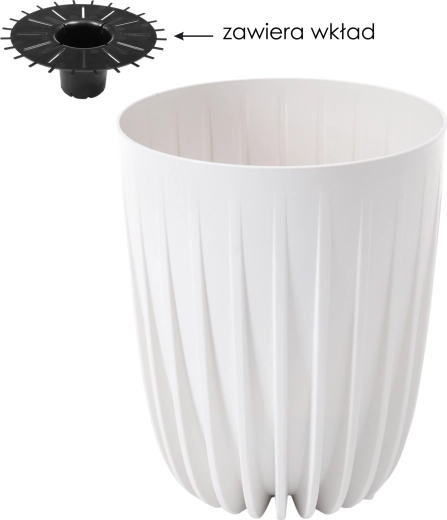 Bloempot Lamela Mira 25 cm wit met inzetstuk