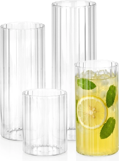Vilde set geribbelde glazen 4 stuks 230/360/460/560 ml