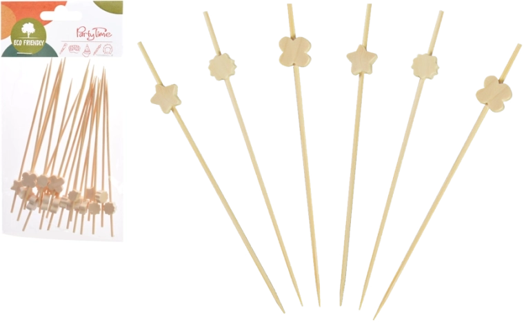 Set van 24 decoratieve prikkers voor hapjes, 15 cm, hout, FSC