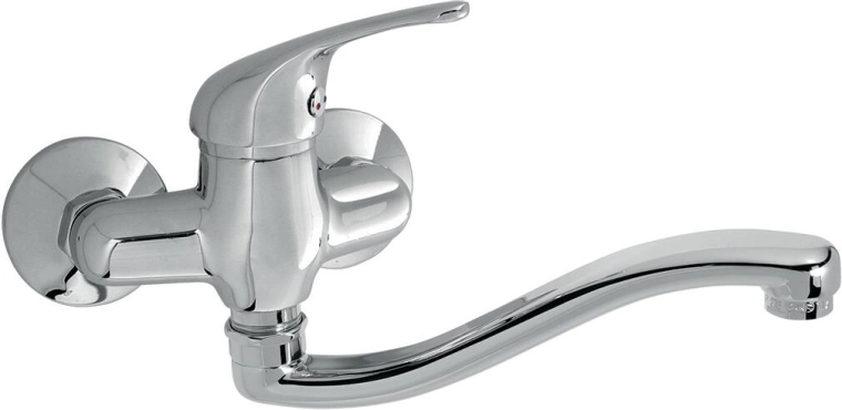 Wandgemonteerde spoelbakkraan Titania Iris met uitloop 250 mm, chroom