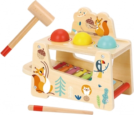 Houten 2-in-1 hamerbank met xylofoon – TOOKY TOY