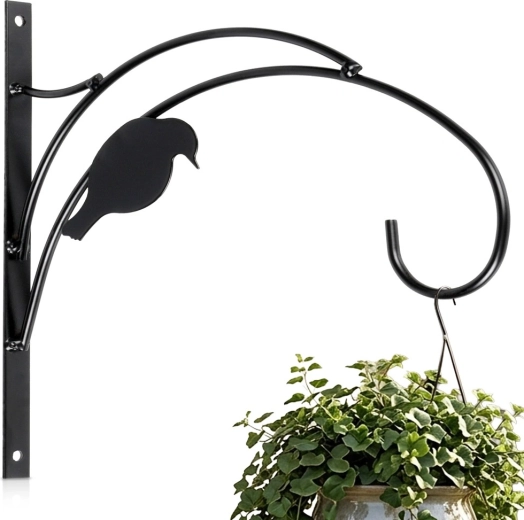 Vilde metalen wandhouder voor bloempot zwart 29,5 × 1,8 × 28 cm