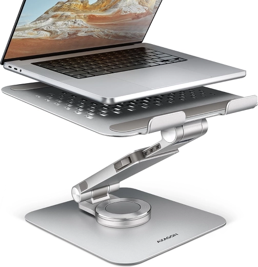Aluminium laptopstandaard AXAGON STND-LR 10–17,3″, 360° draaibaar, grijs