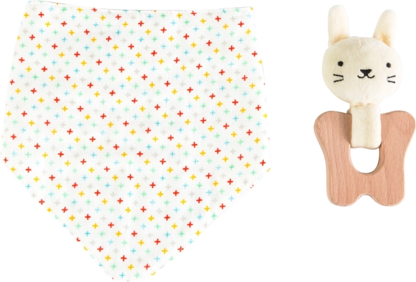 Petit Collage Set Konijntje bijtring en slabbetje