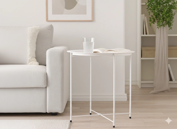 Ronde witte metalen salontafel 47 × 47 × 50,5 cm