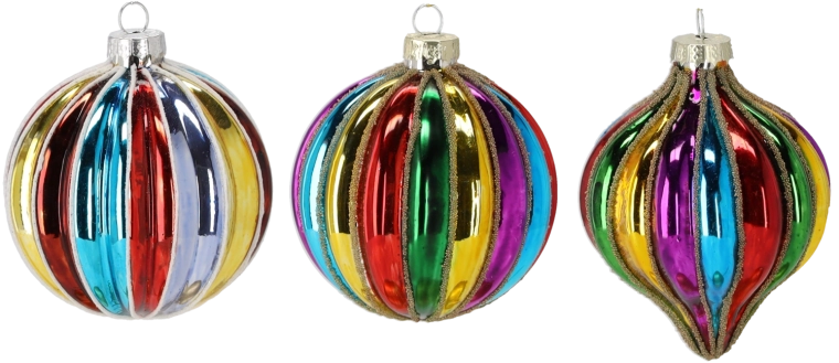 Glazen kerstbal 8 cm wit-zilver, mix van patronen