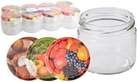 Inmaakpotten 330 ml TWIST 82 met deksels, mix van decoraties (8 stuks)