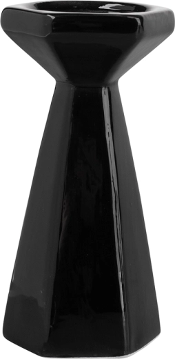 Zwarte kegelvormige kandelaar 17,5 cm
