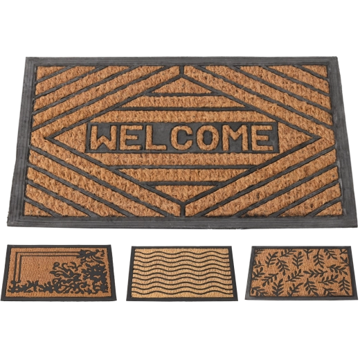 Kokos deurmat met rubberen onderlaag 40 × 60 cm, zwart