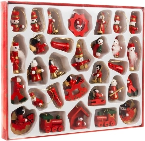 Houten hangornamenten voor de kerstboom Ruhhy, set van 30 stuks