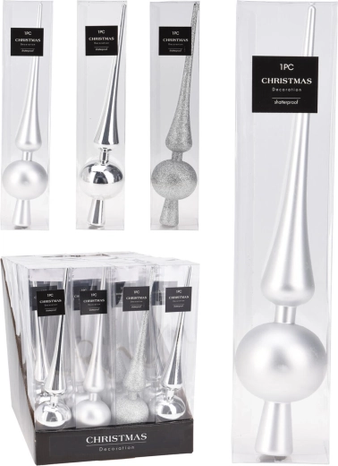 Kerstboomtop 29 cm – zilver, mix van afwerkingen