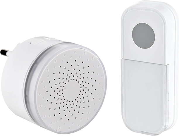 Solight draadloze mini-deurbel voor in het stopcontact 180 m wit met learning code