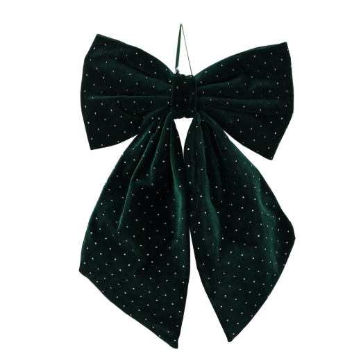 Kerstgroene strik met decoratieve “zirkonia” 40 × 65 cm