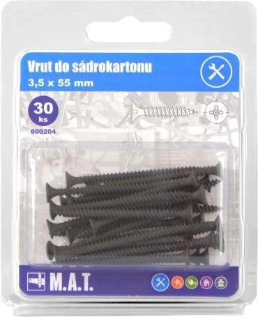 Gipsplaatschroef 3,5 × 55 mm met fijne draad, gefosfateerd (30 stuks)