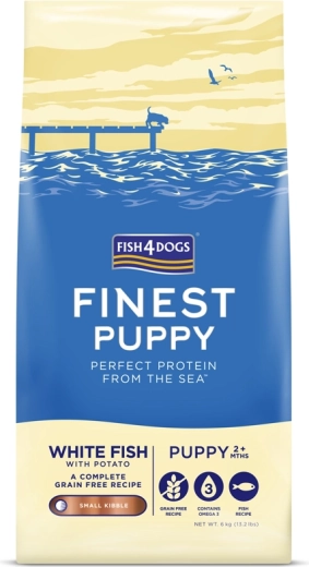 Fish4Dogs Finest kleine brokjes voor puppy’s met witvis en aardappelen 6 kg