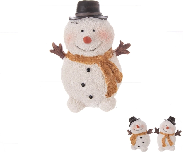 Sneeuwpopdecoratie van polyresin wit (3 varianten)