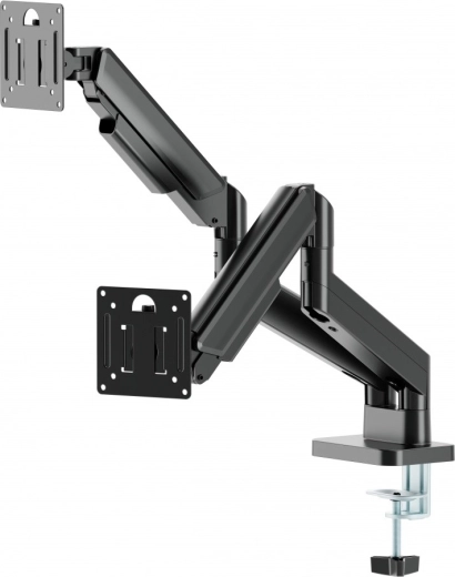 Bureausteun voor twee monitoren 17–32" met gasveer, zwart