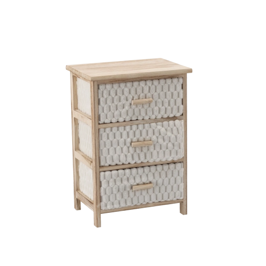 Ladekast met 3 textielen lades 40 × 29 × 58 cm