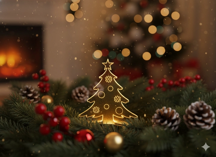 Set van 5 LED-decoraties met verschillende bevestigingen en afstandsbediening 10,5 cm