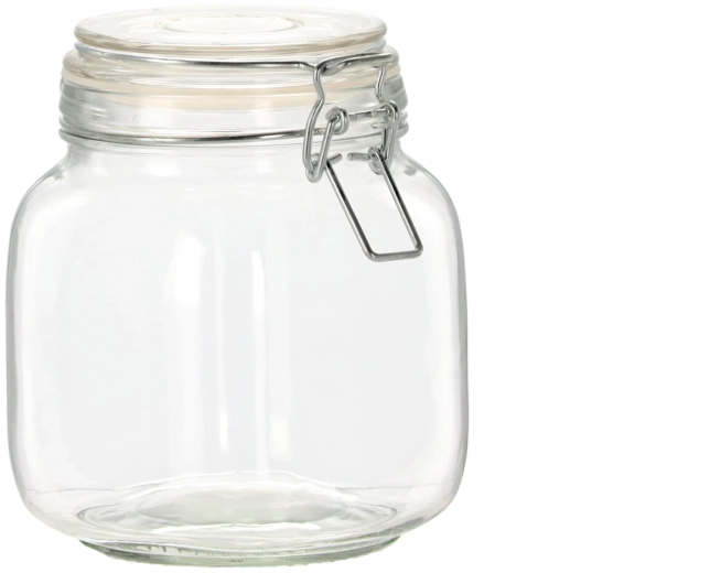 Vierkante glazen pot 0,95 l met mechanische sluiting