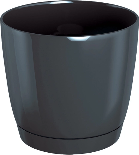 Bloempot met schotel Coubi Round P 13,5 cm grafiet