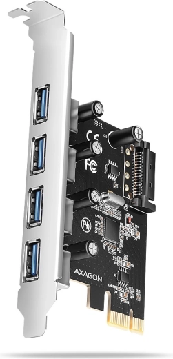 PCIe-controller AXAGON met 4 USB 3.2 Gen 1-poorten, UASP en SATA-voeding