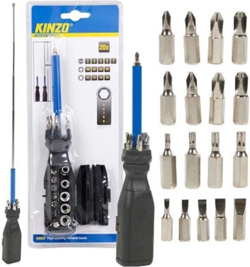 Schroevendraaier met bits KINZO, set van 20 stuks