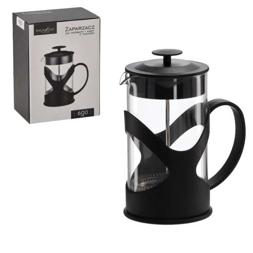 French press voor koffie en thee 600 ml met pers van borosilicaatglas