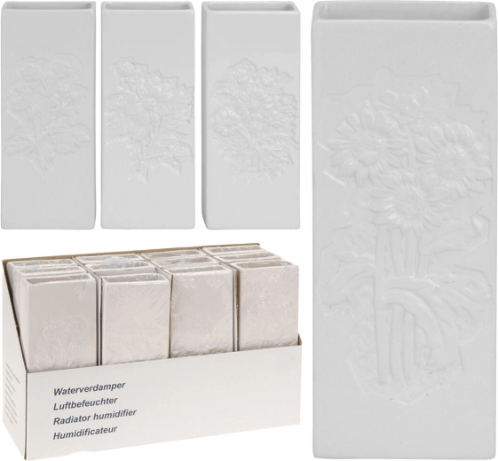 Keramische radiatorverdamper met bloemreliëf, wit