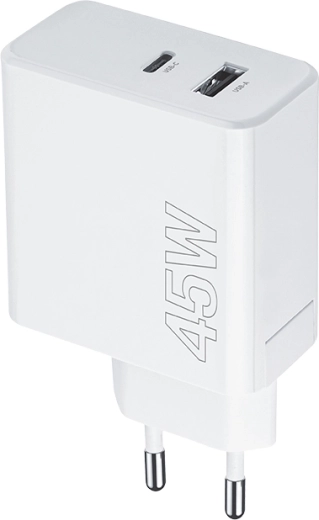 Netlader Maxlife 45W met USB‑C PD en USB QC, wit